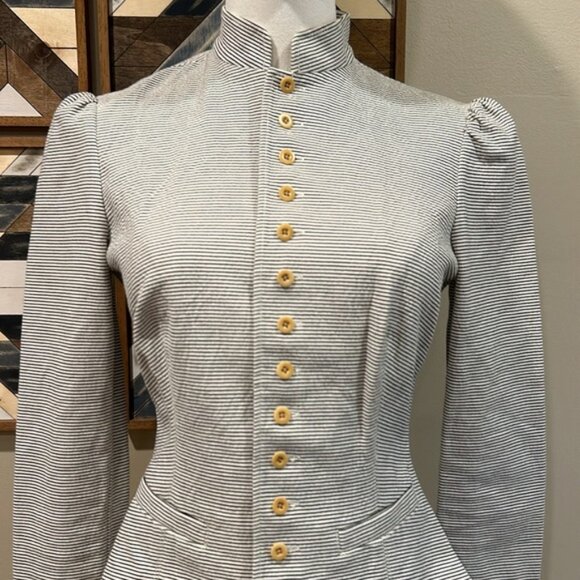 Ralph Lauren Cotton Striped Blazer Jacket sz 2 - Picture 2 of 8